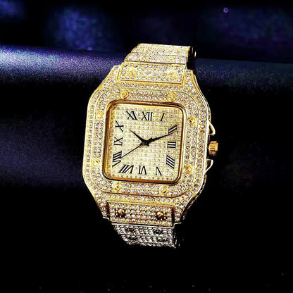 LUXURY ICED WATCH + CHAIN + BRACELET FOR MENS